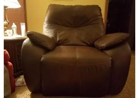 Leather Recliner with electric motor.